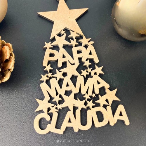Colgante árbol navidad personalizado madera