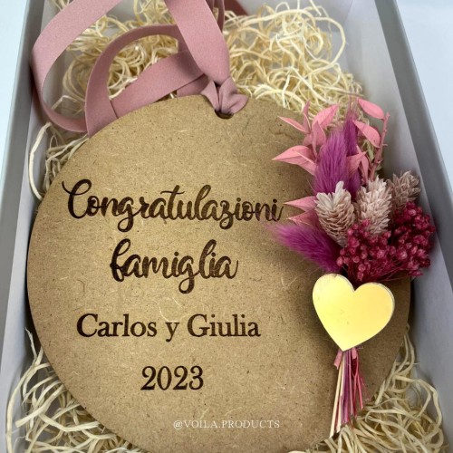 Placa detalle personalizado flor preservada