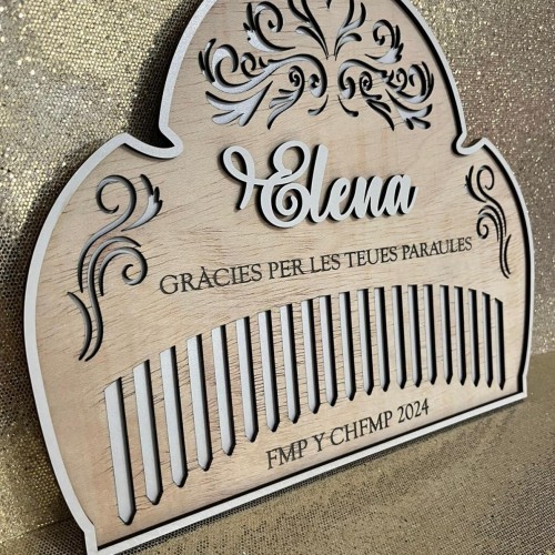 Placa agradecimiento peineta personalizada madera