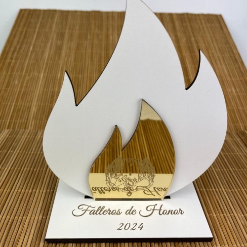 Placa trofeo conmemorativa llama